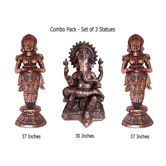 Combo Pack of Ganapati Maharaj and Deep Lady Statues - CP001