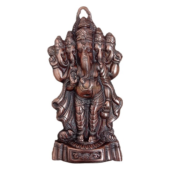 Black Metal Panchmukhi Ganesha Idol