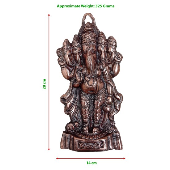 Black Metal Panchmukhi Ganesha Idol