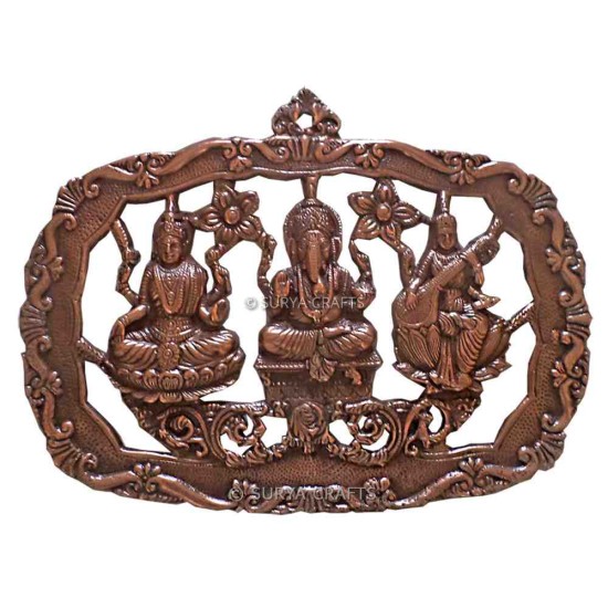 Laxmi, Ganesh and Saraswati Wall Plate Small