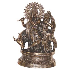 Radha Krishna Statue with Cow SCRKS009