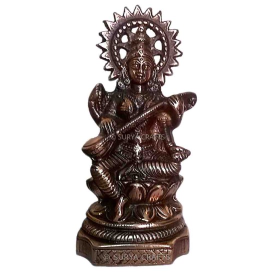 Black Metal Kamal Saraswati Statue Mini