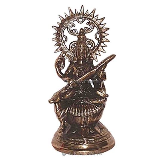 Black Metal Kamal Saraswati Statue Small