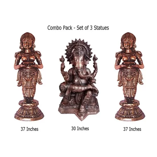 Combo Pack of Ganapati Maharaj and Deep Lady Statues - CP001 Combo Pack of Ganapati Maharaj and Deep Lady Statues - CP001